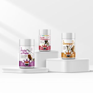 KIT PET Health (Ômega 3 PET C, Multivitamínico PET, Pelo & Pele PET)